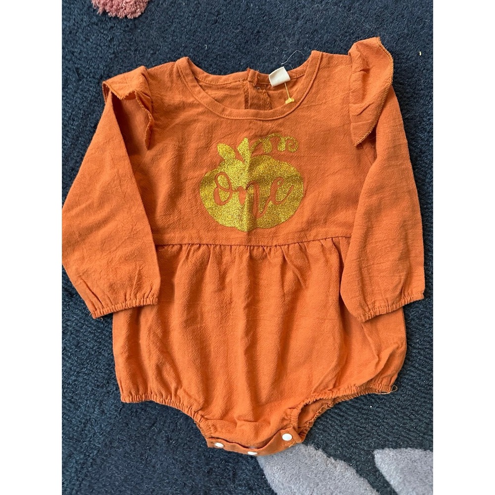 First birthday pumpkin romper one